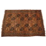 Rectangular Afghan brown ground rug with all over geometric design, 180cm x 130cm