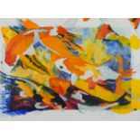 Clive Fredriksson - Koi carp, oil, framed and glazed, 79cm x 58cm excluding the frame