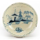 Early 19th century pearlware dish hand painted in the chinoiserie manner, 7.5cm in diameter