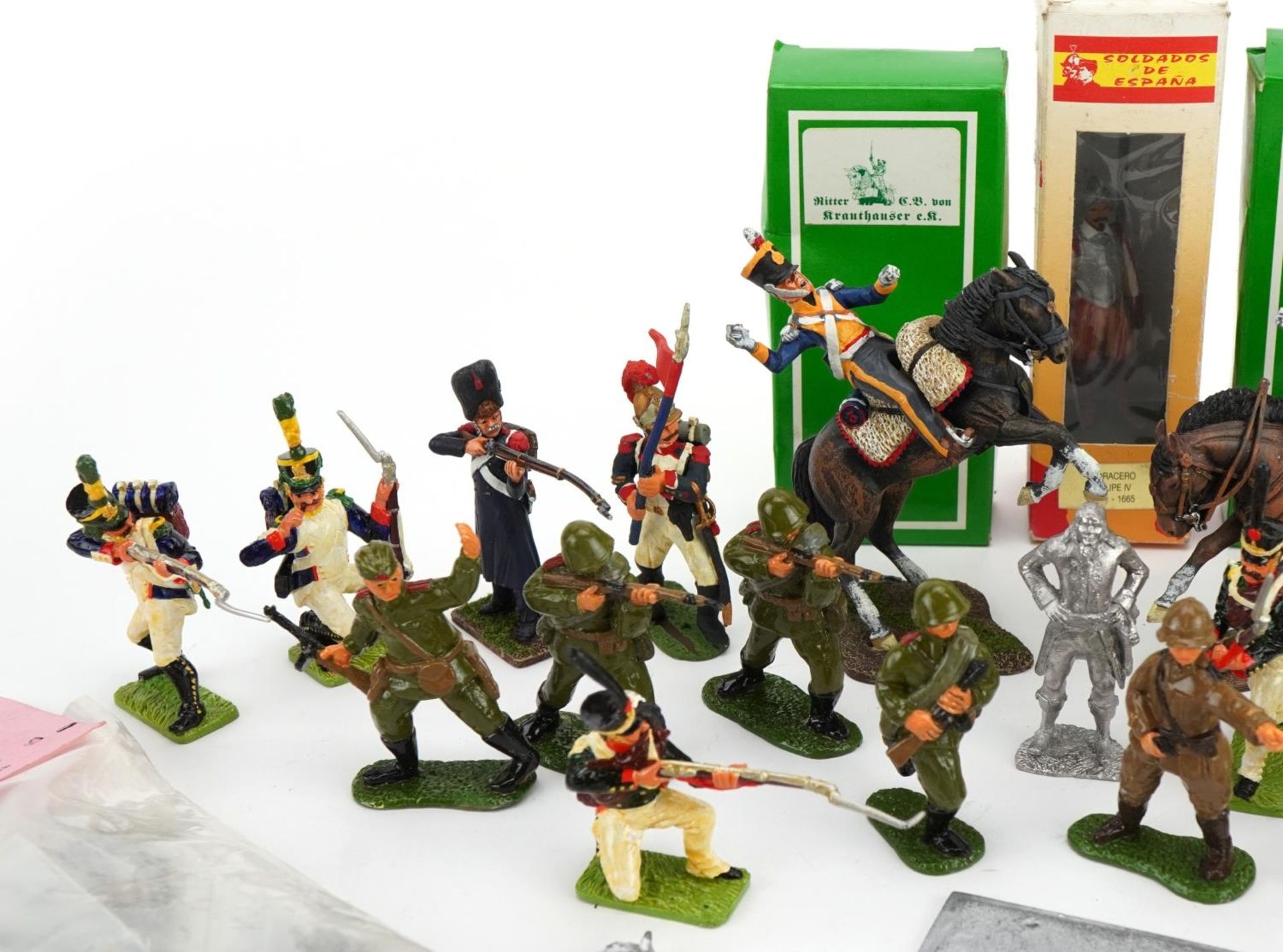Collection of hand painted lead model soldiers, some with boxes, the largest 9.5cm in length - Image 2 of 5