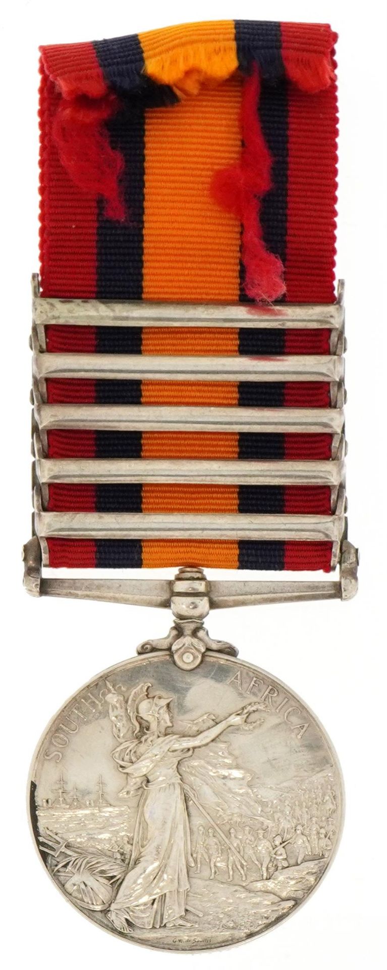 Victorian military Queen's South Africa medal with Belfast, Diamond Hill, Johannesburg, Orange - Bild 3 aus 4