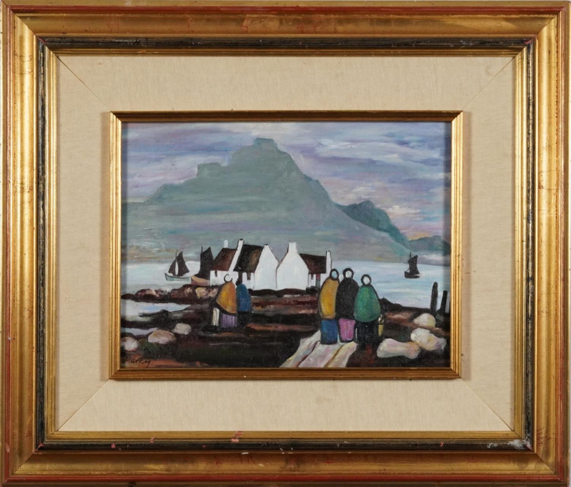 Manner of Markey Robinson - Mountainous landscape with figures before water, Irish school oil on - Bild 2 aus 5