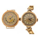 Two 9ct gold ladies wristwatches, the largest 25mm in diameter