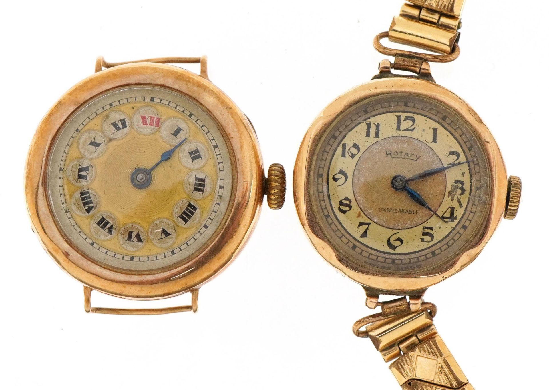 Two 9ct gold ladies wristwatches, the largest 25mm in diameter