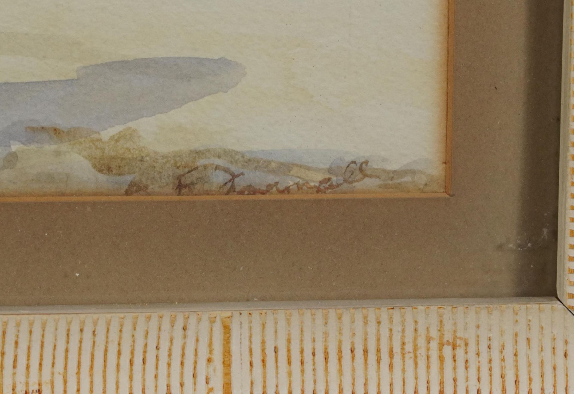 Pyramids and Quarry, two Middle Eastern school watercolours, each indistinctly signed, one partially - Image 4 of 10