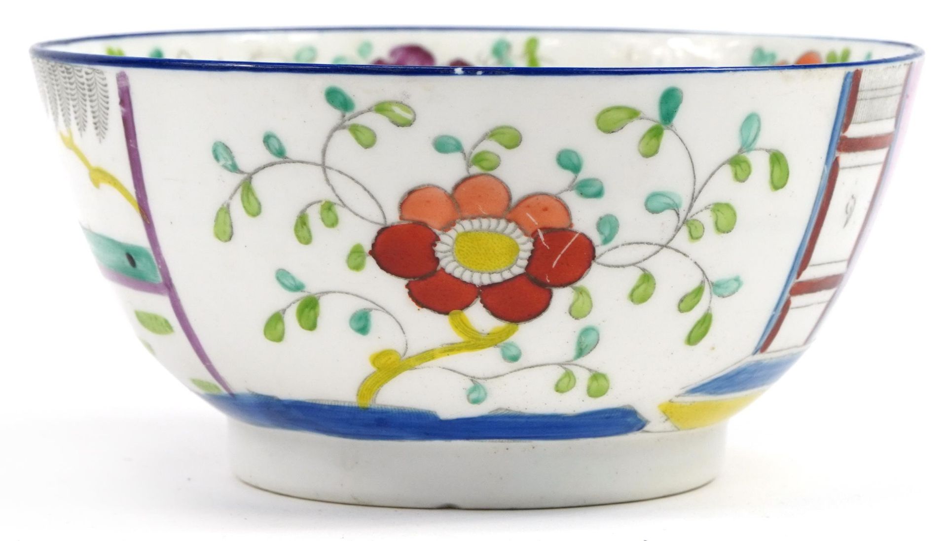 19th century blue and white pottery dish printed in the chinoiserie manner and a hand painted - Image 2 of 3