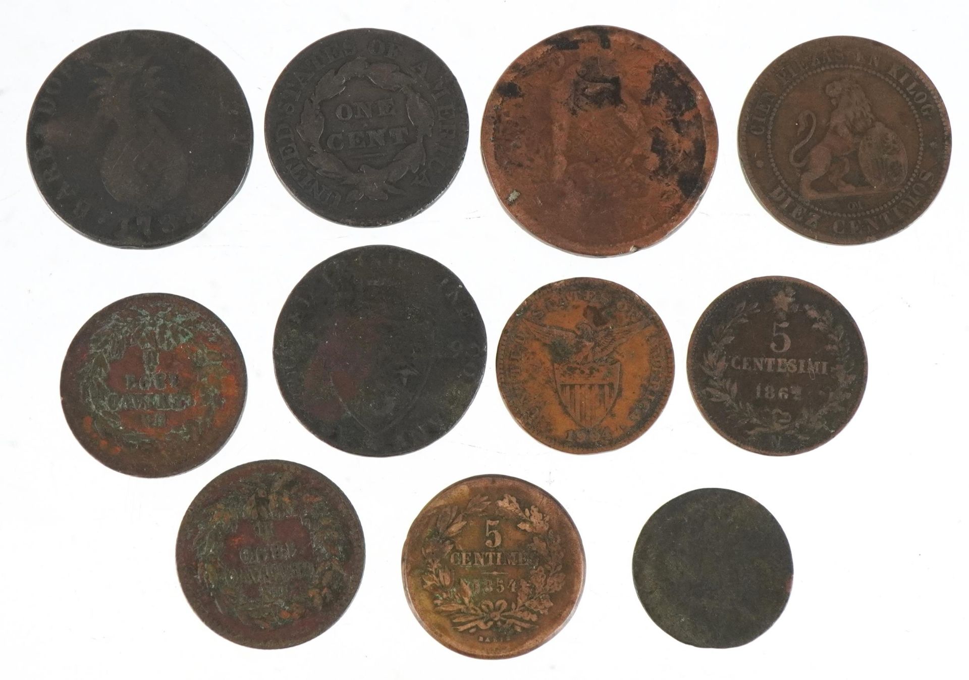 Antique coins including 1789 Wicklow Cronebane halfpenny and 1788 Barbados penny - Image 2 of 2