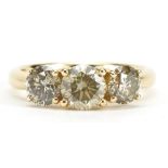 18ct gold diamond three stone ring, total diamond weight approximately 1.83 carat, with certificate,