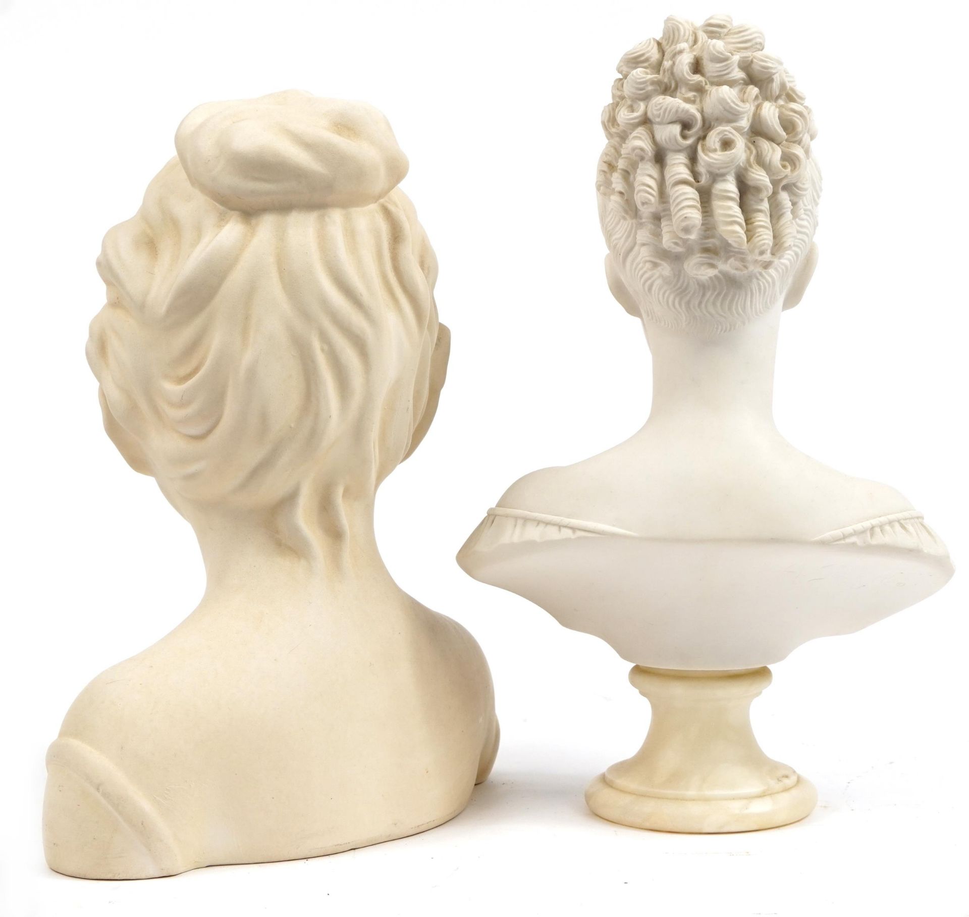 Two parian style busts of young females, the largest 34cm high - Image 2 of 2