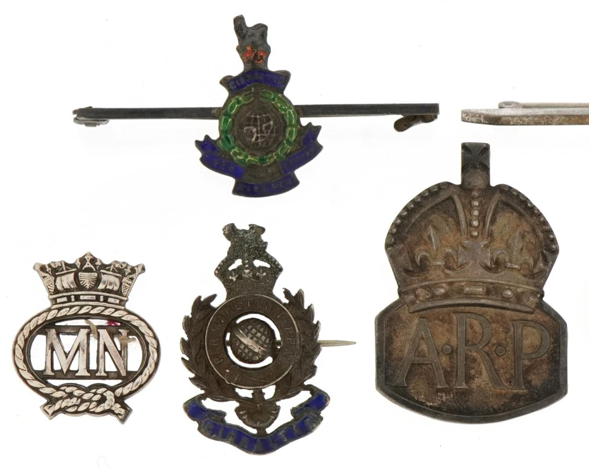 Military and naval interest silver brooches and lapels including tortoiseshell Royal Engineers, - Image 2 of 4