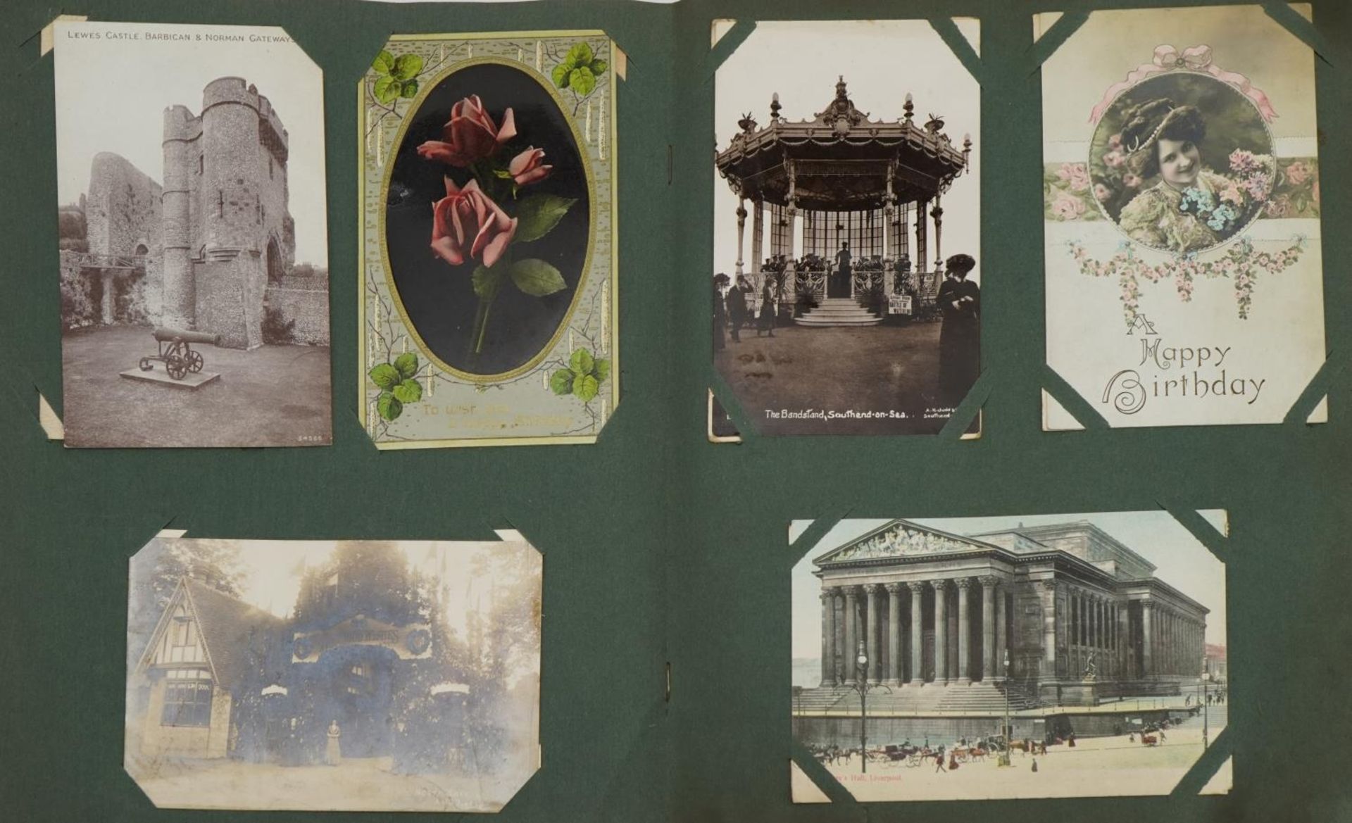 Early 20th century and later topographical and social history postcards arranged in an album, some - Bild 3 aus 6