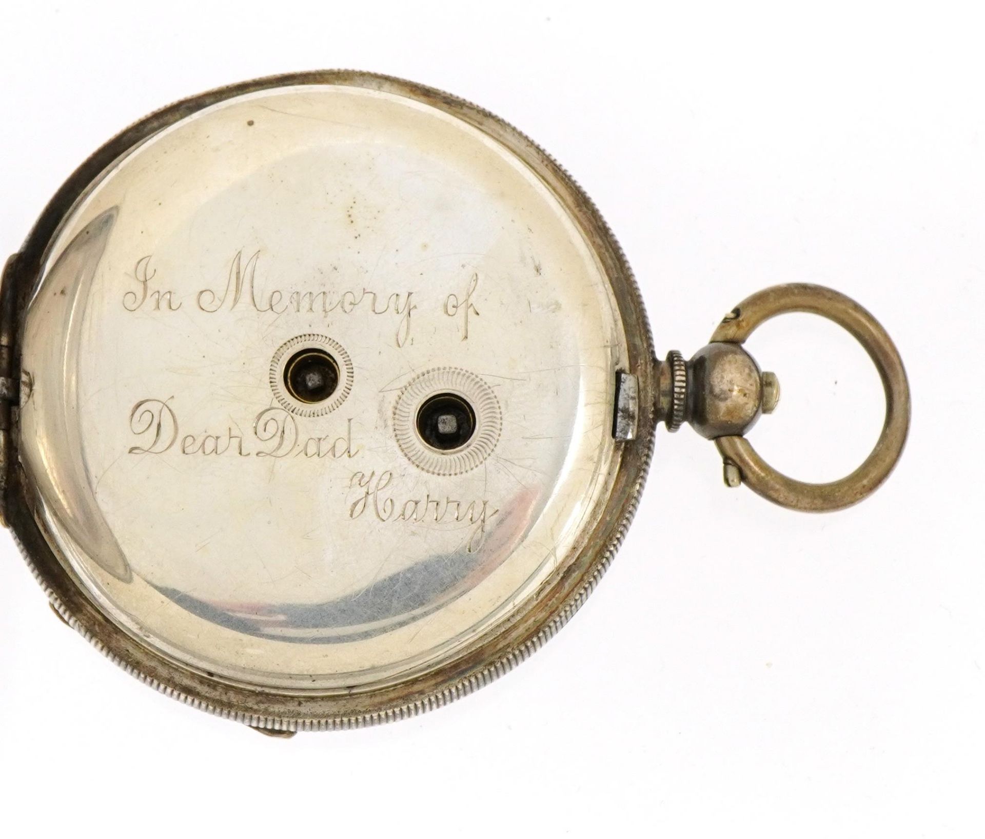 Gentlemen's silver open face pocket watch with subsidiary dial housed in a velvet and silk lined - Bild 4 aus 7