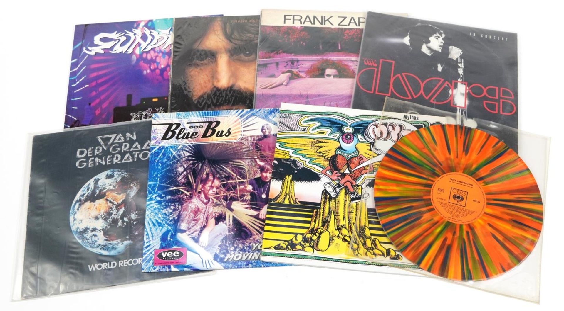 Vinyl LP records including Frank Zappa Hot Rats, The Doors and Blue Bus