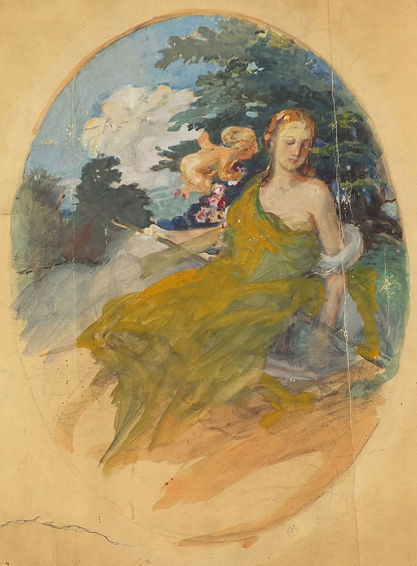 After Victor Borisow-Musatow 1903 - Sketch for project Villa, Russian Art Nouveau Symbolist mixed