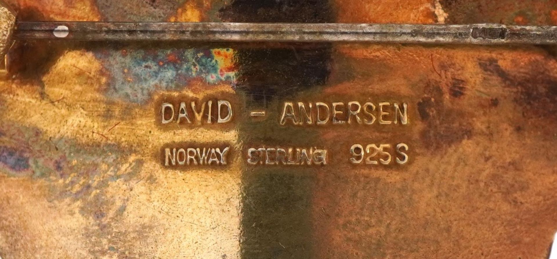 David Andersen, Norwegian 925S silver and enamel butterfly brooch, 5.4cm wide, 10.1g - Bild 3 aus 3