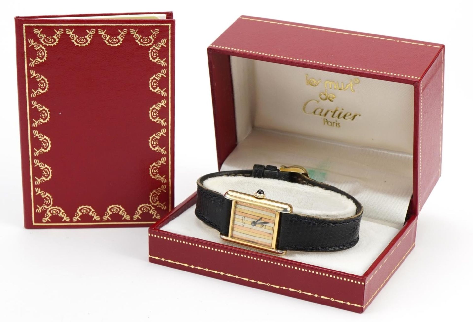 Cartier, vintage ladies Cartier Must De Cartier silver gilt wristwatch with certificate of origin - Bild 6 aus 6