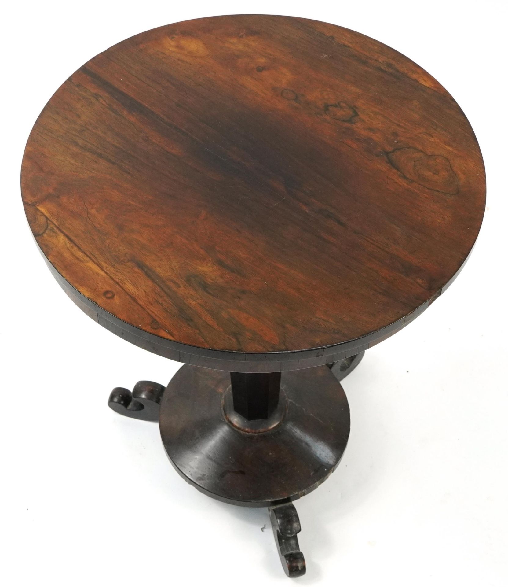 William IV rosewood occasional table with octagonal tapering pedestal, 68cm high x 57cm in diameter - Image 2 of 3