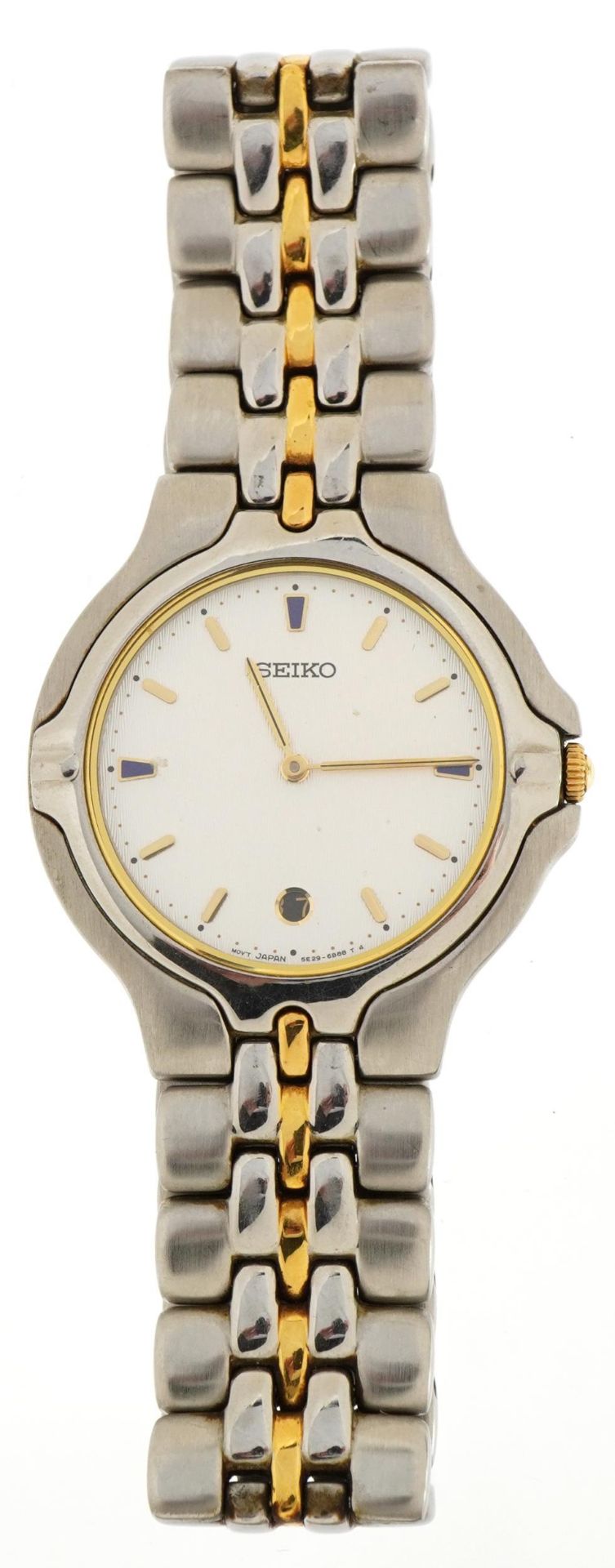 Seiko, gentlemen's stainless steel wristwatch with date aperture, the case numbered 544586, the case - Bild 2 aus 5
