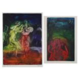 Deanne Coleborn - Double Double Toil and Trouble and Let's Dance, pair of pencil signed prints in