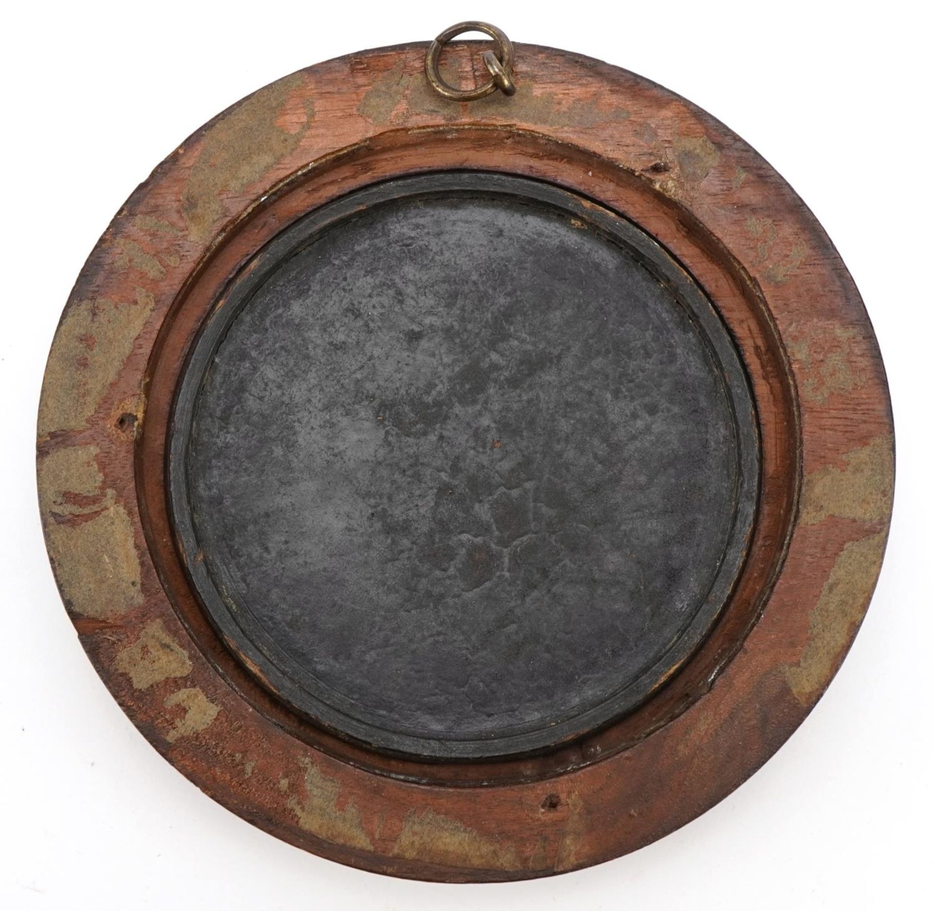 19th century papier mache pot lid housed in a hardwood frame titled Characteristics, England, - Image 4 of 4