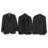 Three large black gentlemans suit jackets