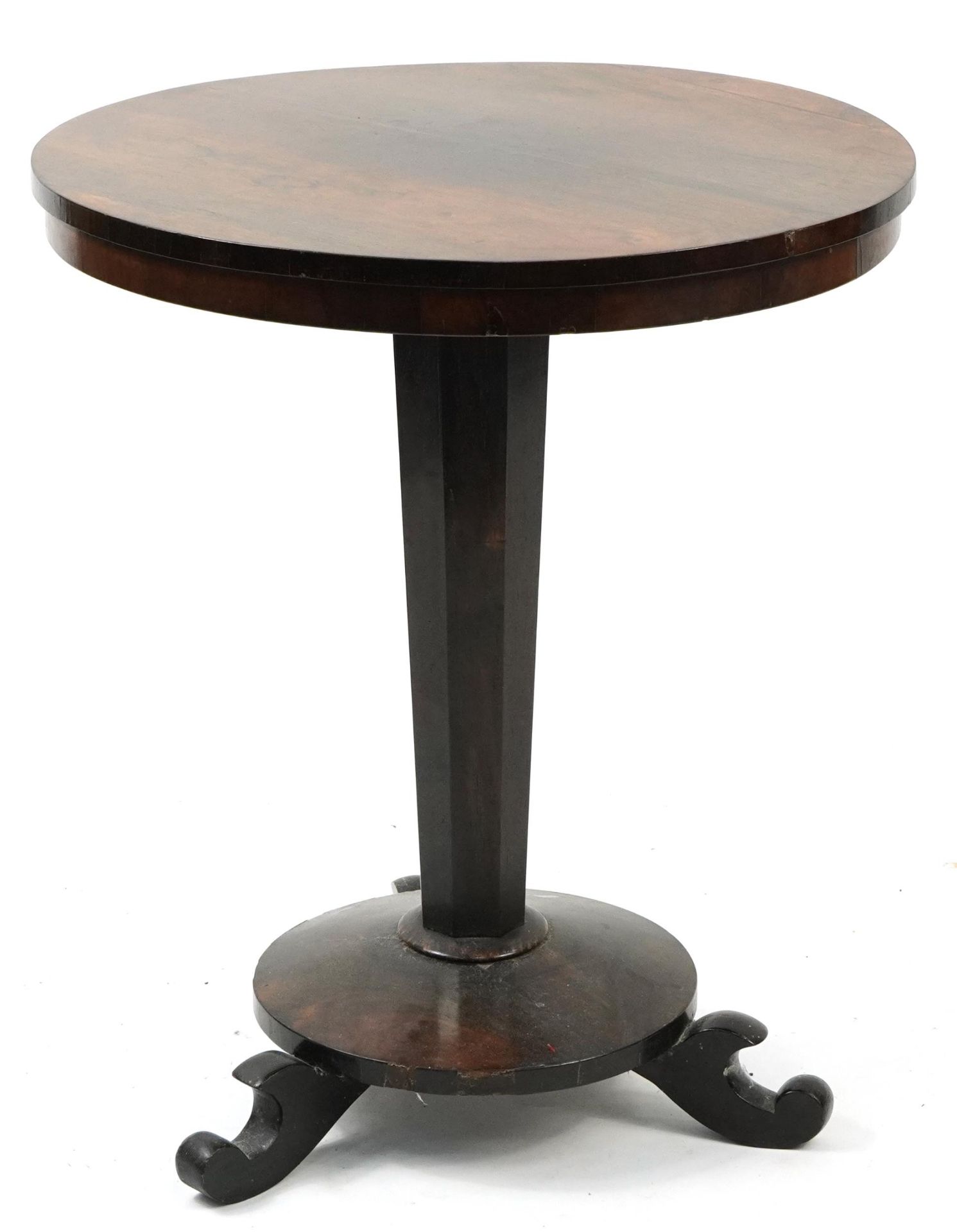 William IV rosewood occasional table with octagonal tapering pedestal, 68cm high x 57cm in diameter - Image 3 of 3