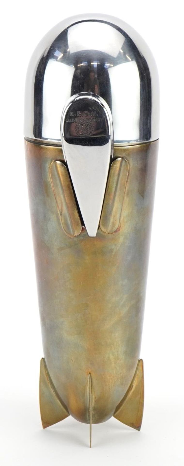 Silver plated cocktail shaker in the form of an aeroplane bomb, 24cm high - Bild 3 aus 5