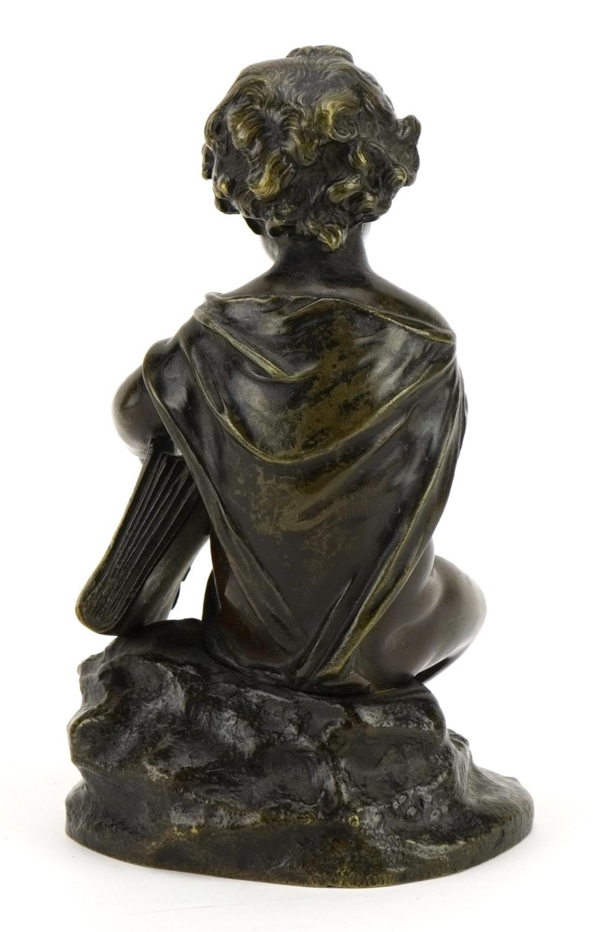 Patinated bronze study of a semi nude young boy with book, 15cm high - Image 2 of 3