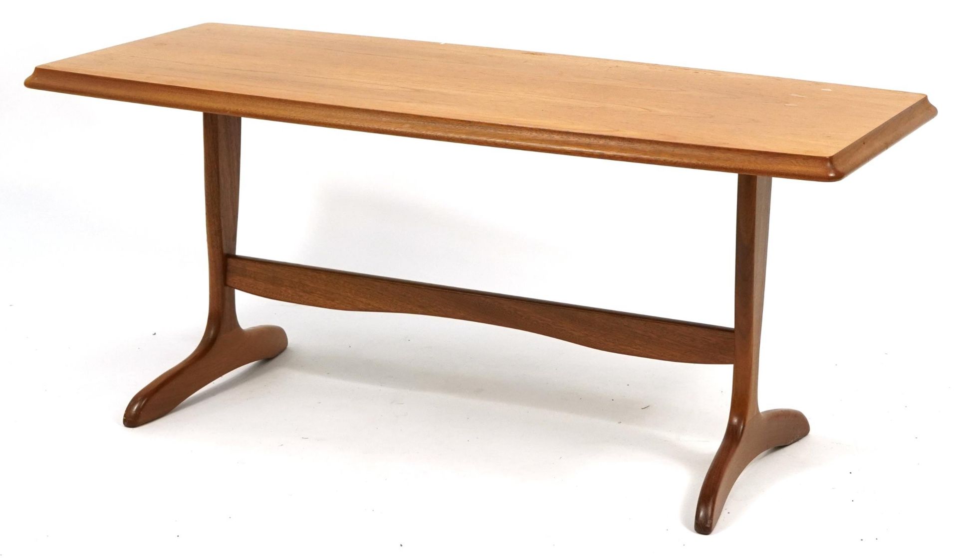 Retro teak coffee table, 40cm H x 100cm W x 40cm D