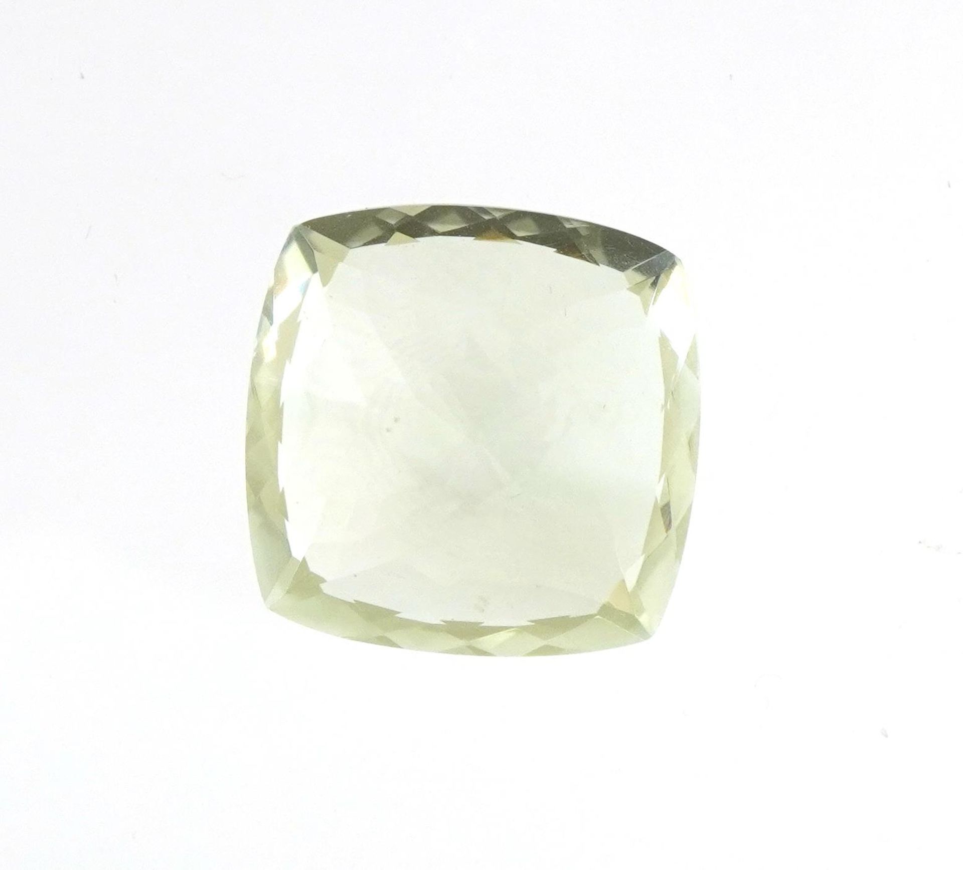 Cushion shape green amethyst, 15.66 carat