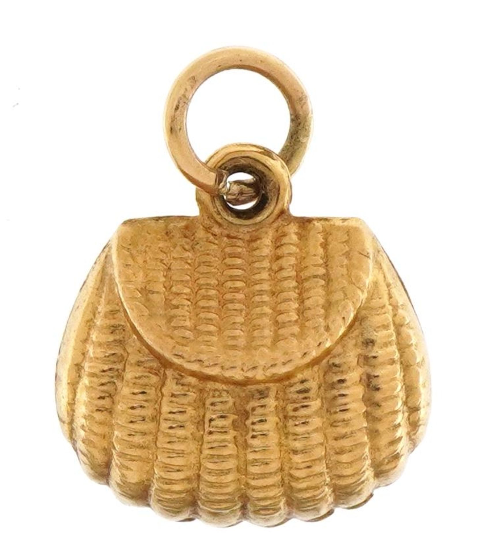9ct gold handbag charm, 1.3cm high, 0.7g