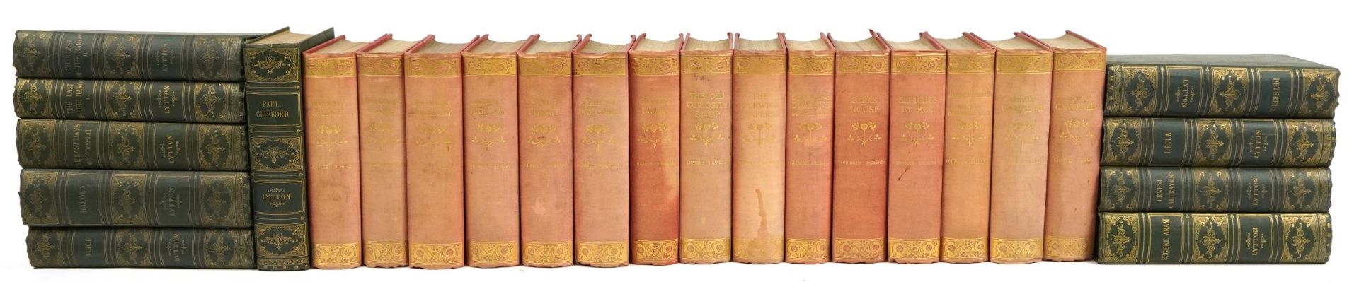 Collection of hardback books comprising Charles Dickens Imperial Edition and Lytton printed by G J