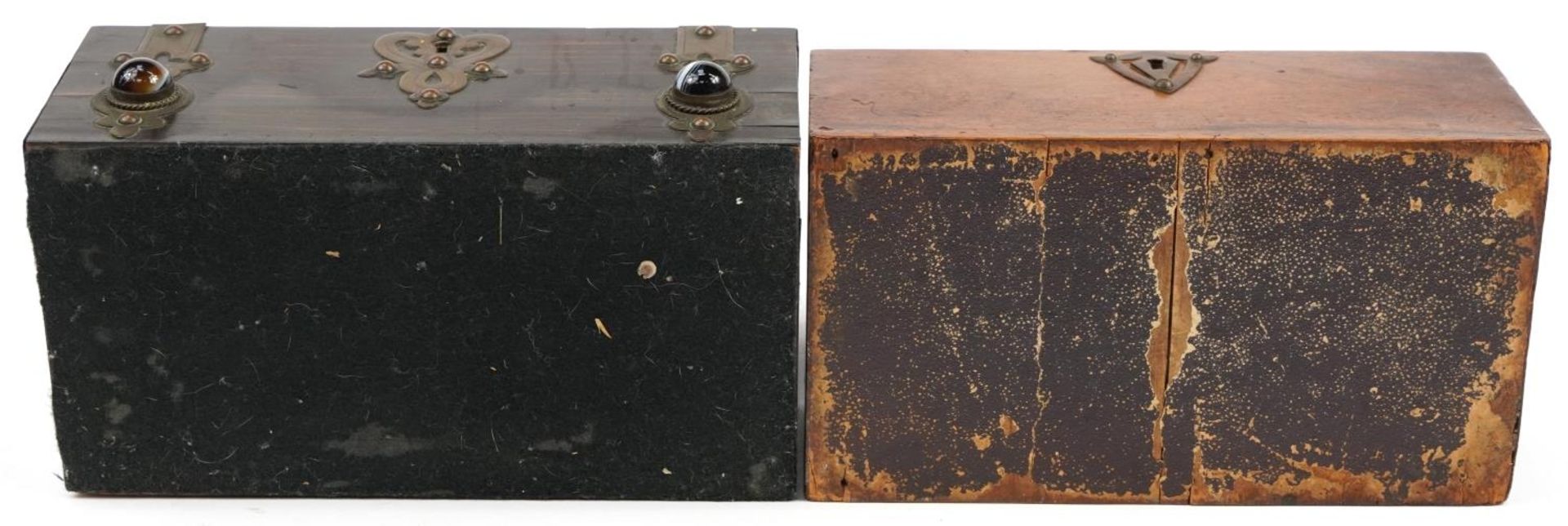 Two arch top letterboxes including one coromandel set with cabochon agate stones and bronzed metal - Bild 3 aus 3