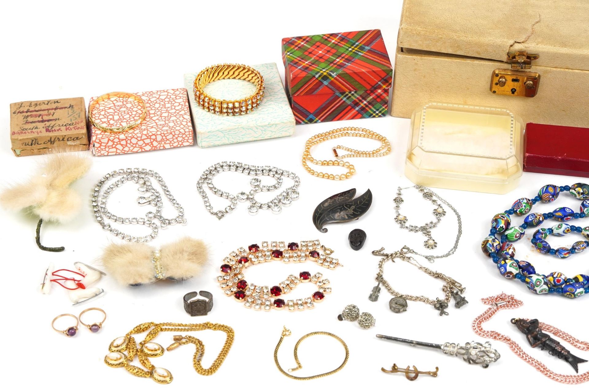Vintage and later costume jewellery including bracelets, cufflinks, brooches and a simulated pearl - Image 2 of 3