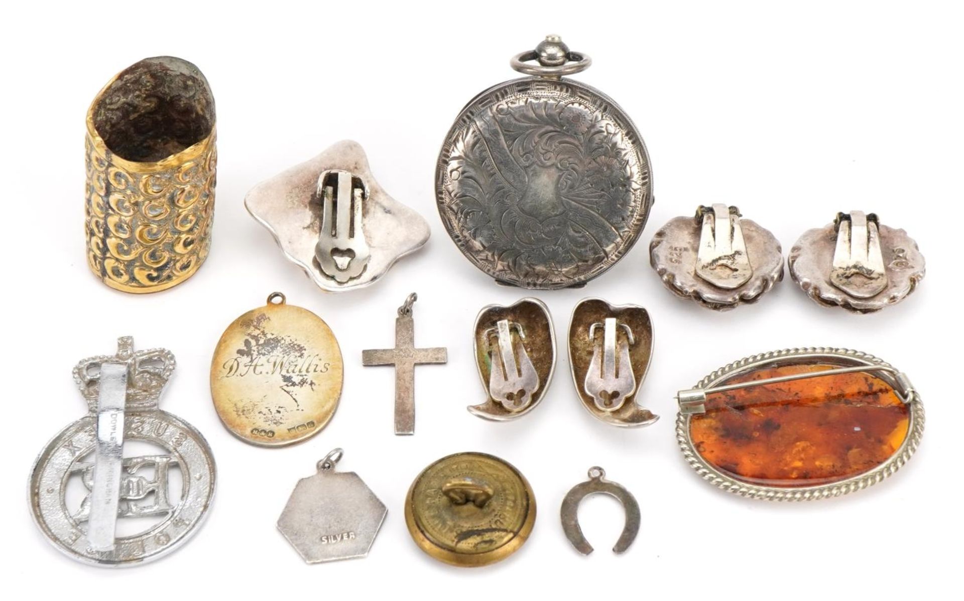 Antique and later jewellery and objects including R Samuel silver open face pocket watch with - Image 4 of 5