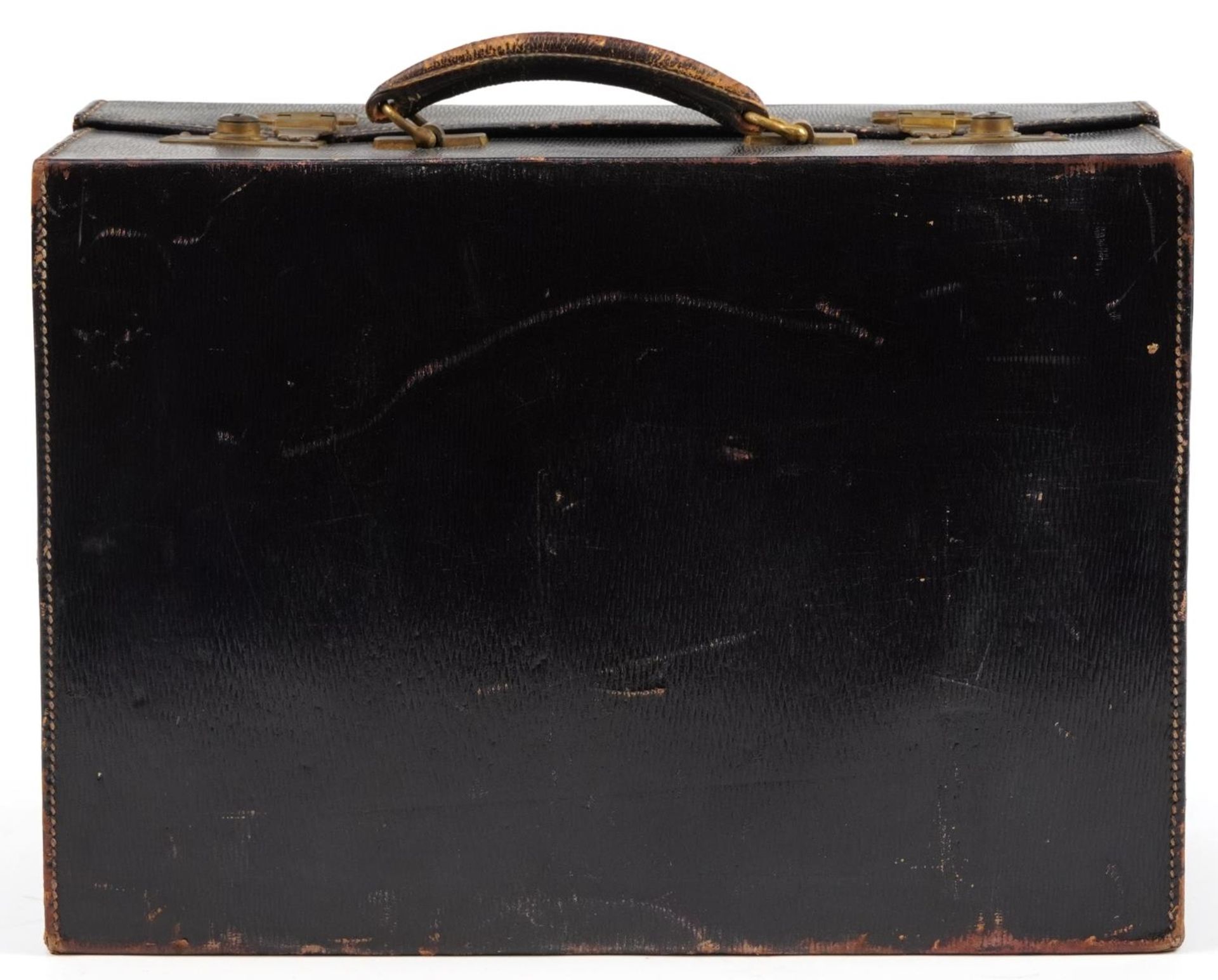 Victorian brown leather travelling vanity case with brass fittings, 44.5cm wide - Bild 4 aus 5