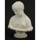 Large parian ware bust of Clytie, 27cm high