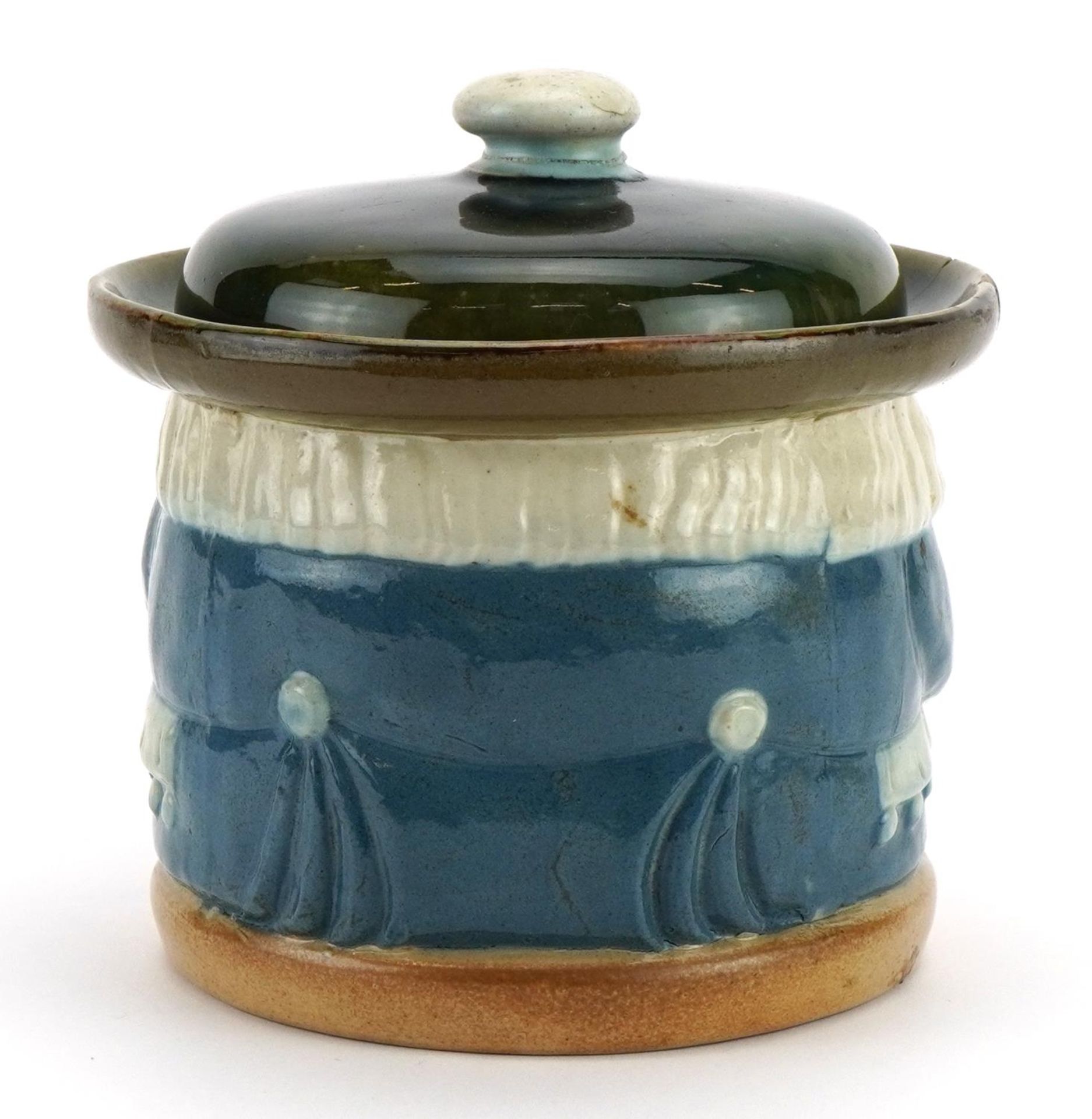 Harry Simeon for Royal Doulton, stoneware Toby design tobacco jar, impressed marks to the base, 13cm - Image 2 of 4