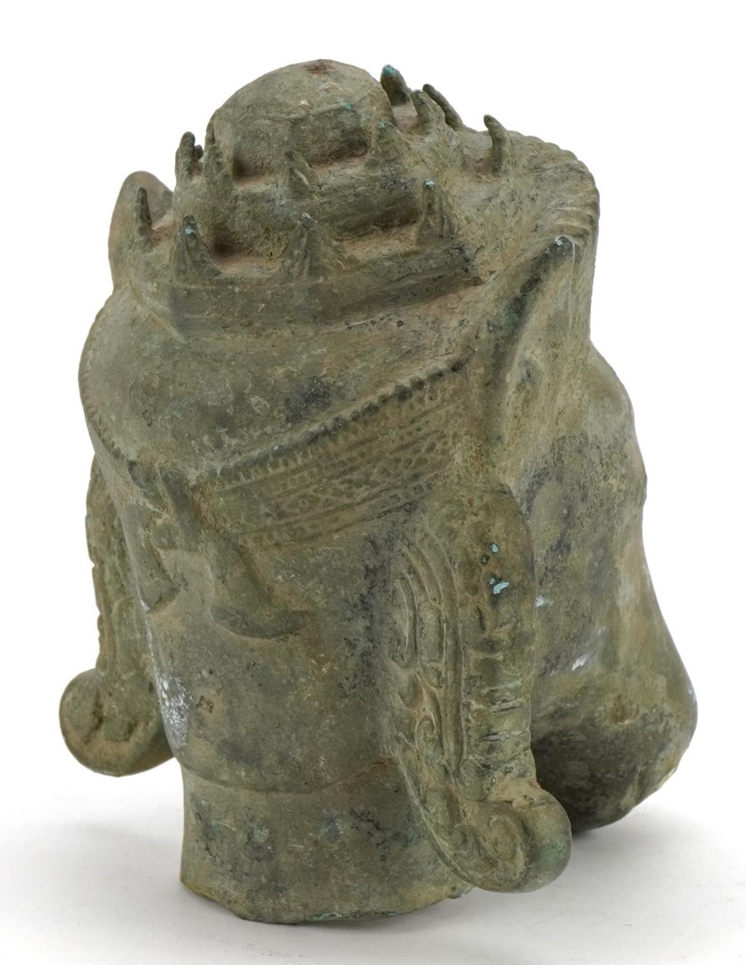 Chino Tibetan patinated bronze head of a mythical animal, 16.5cm high - Image 2 of 3