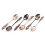 Norwegian 830S silver teaspoons with pierced terminals, 11.5cm in length, 63.0g