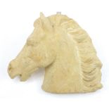 Garden stoneware horsehead plaque, 38cm wide