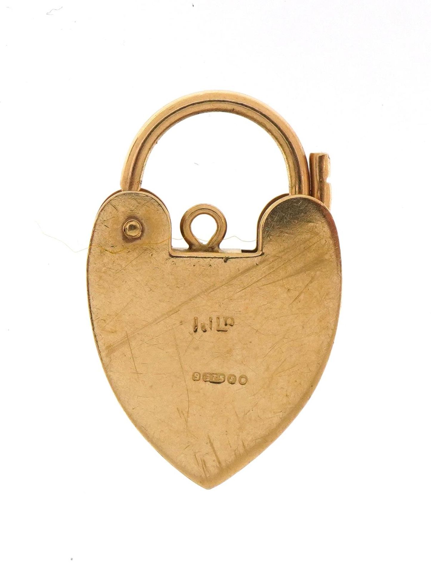 9ct gold love heart padlock, 2.6cm high, 2.6g - Bild 2 aus 3