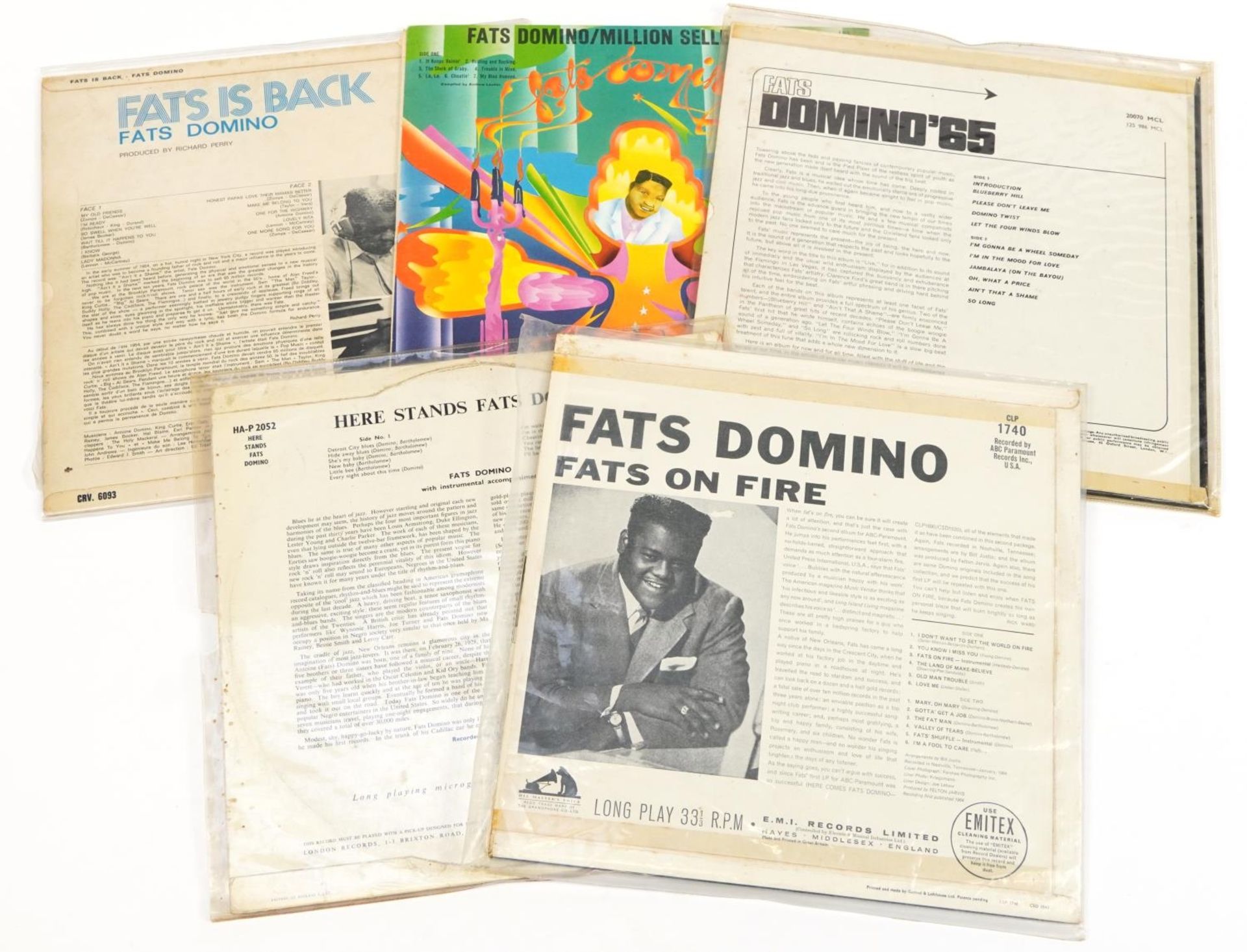 Five Fats Domino vinyl LP records - Image 2 of 2