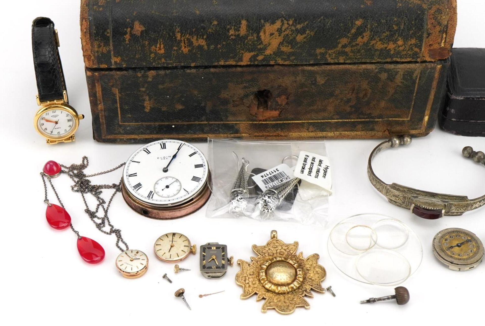 Antique and later jewellery including watch movements, unmarked gold brooch and an Elgin pocket - Bild 2 aus 3