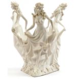 Parian design Three Graces centrepiece, 36cm high