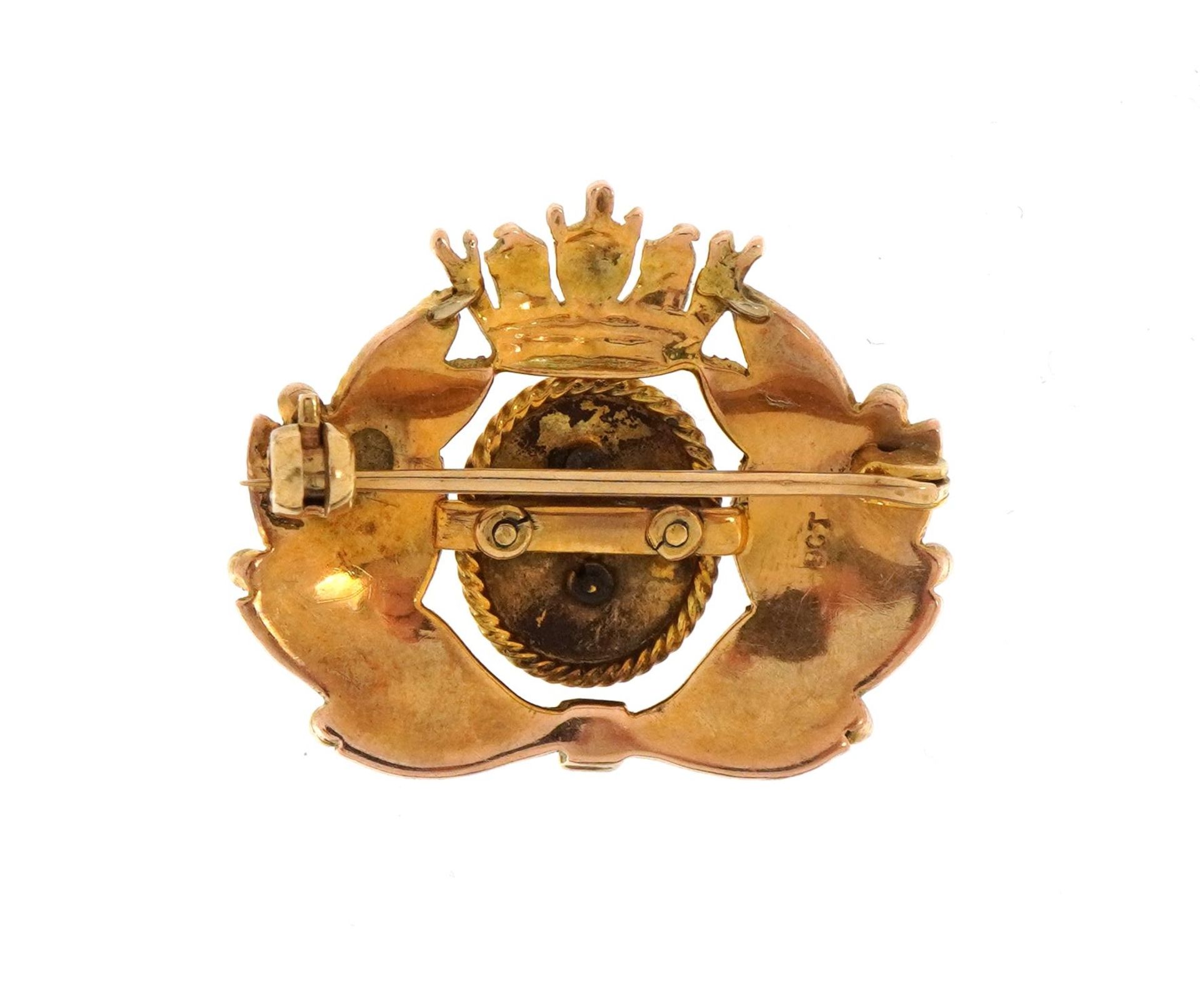 Military interest 9ct gold and enamel Royal Navy brooch, 2.6cm wide, 5.5g - Image 2 of 3