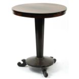 William IV rosewood occasional table with octagonal tapering pedestal, 68cm high x 57cm in diameter