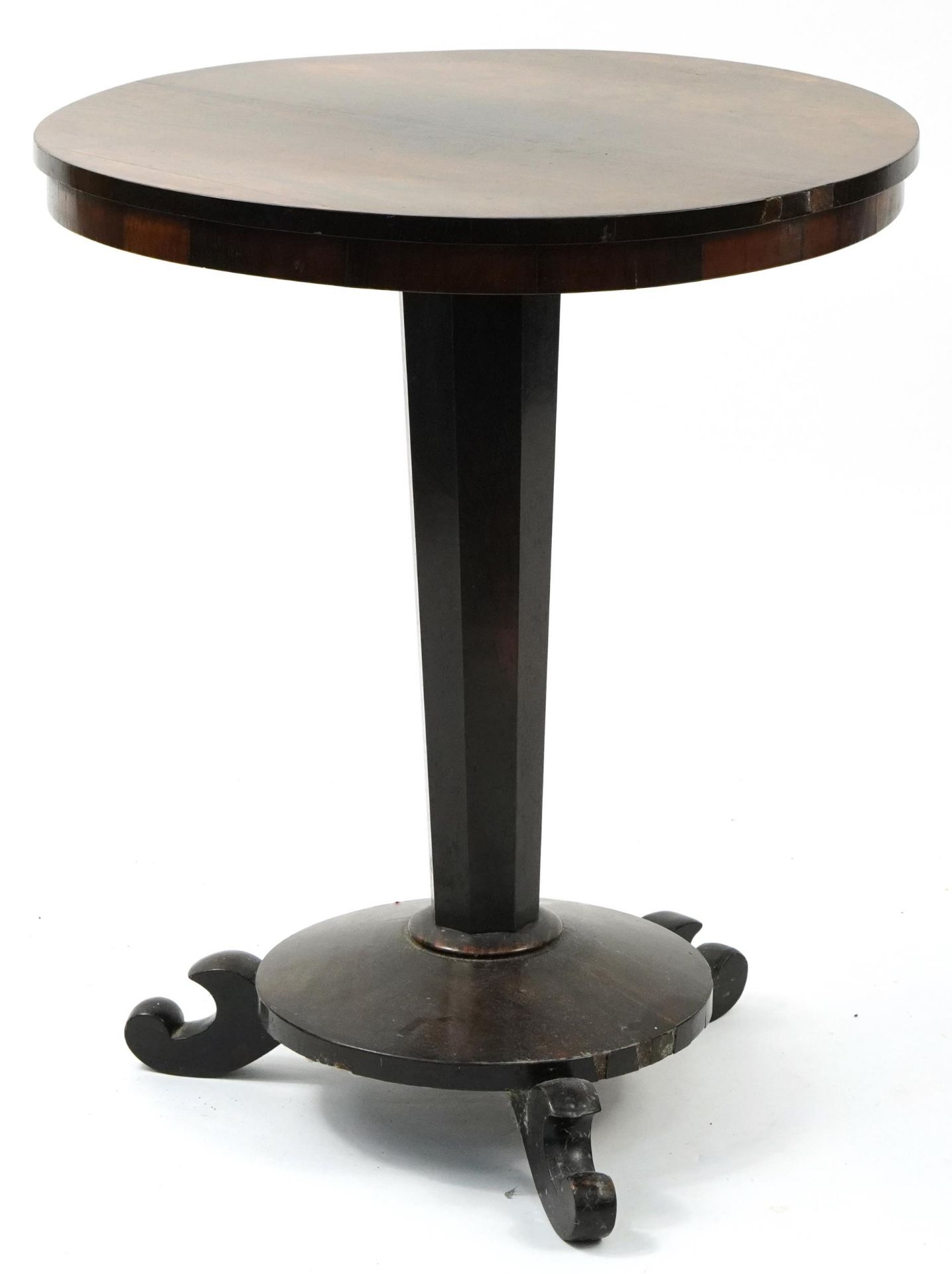 William IV rosewood occasional table with octagonal tapering pedestal, 68cm high x 57cm in diameter