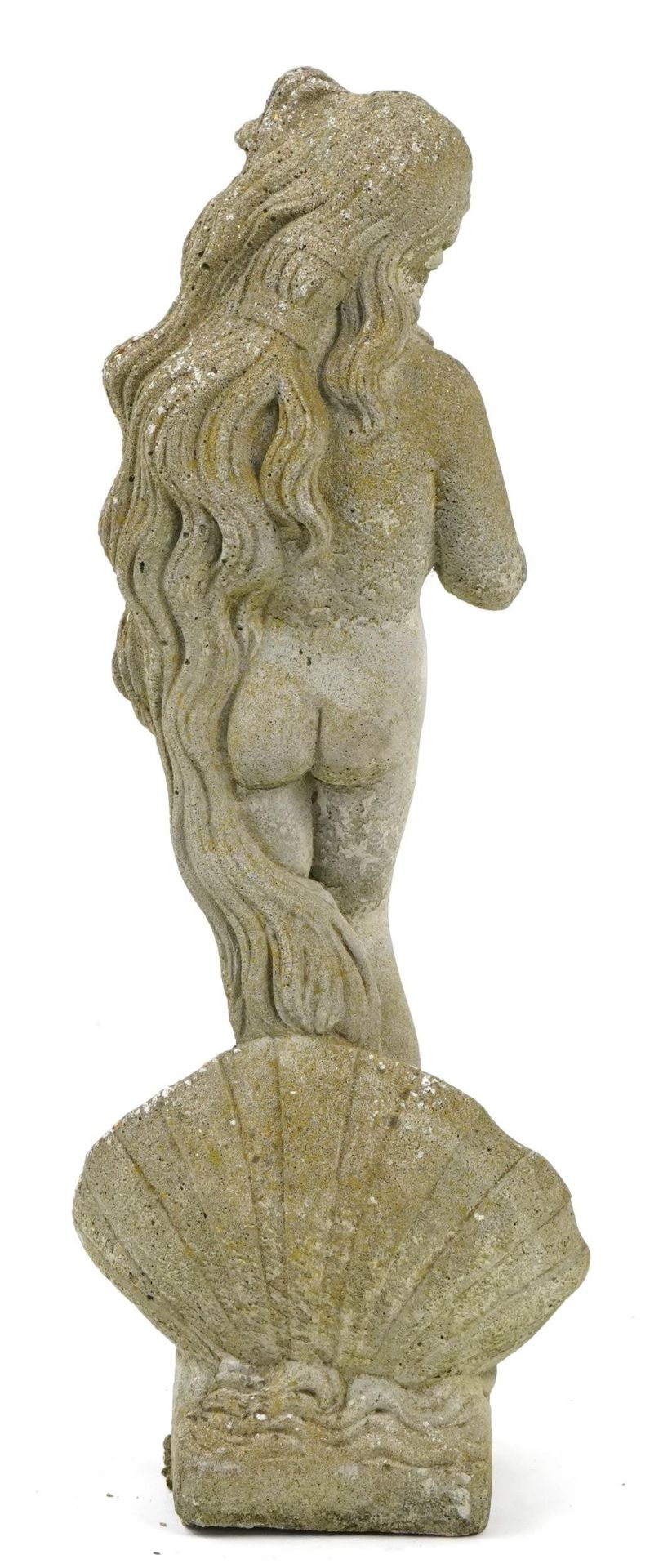 Garden stoneware figurine of a semi nude female standing on a shell, 85cm high - Bild 2 aus 2