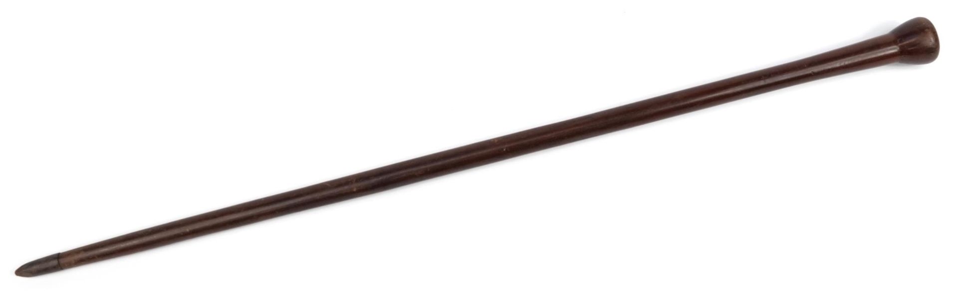 Tribal interest hardwood walking stick, 92cm in length - Image 2 of 3
